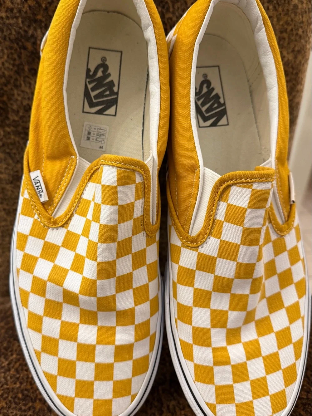 Vans Checkerboard Slip-On Sneakers in Yellow and White